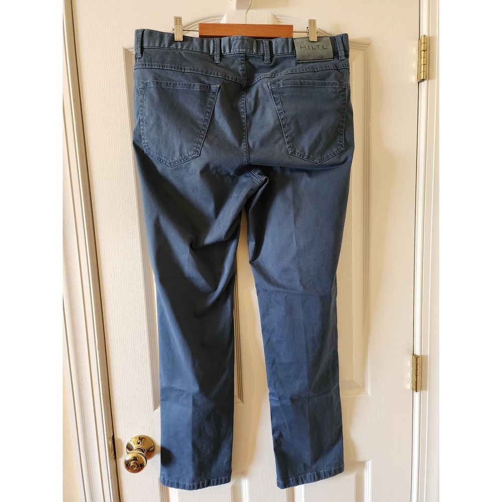 Hiltl Seth Blue Marzotto Super 100s Cotton Blend Trousers Mens 35/32 Chino Pants - Picture 2 of 10